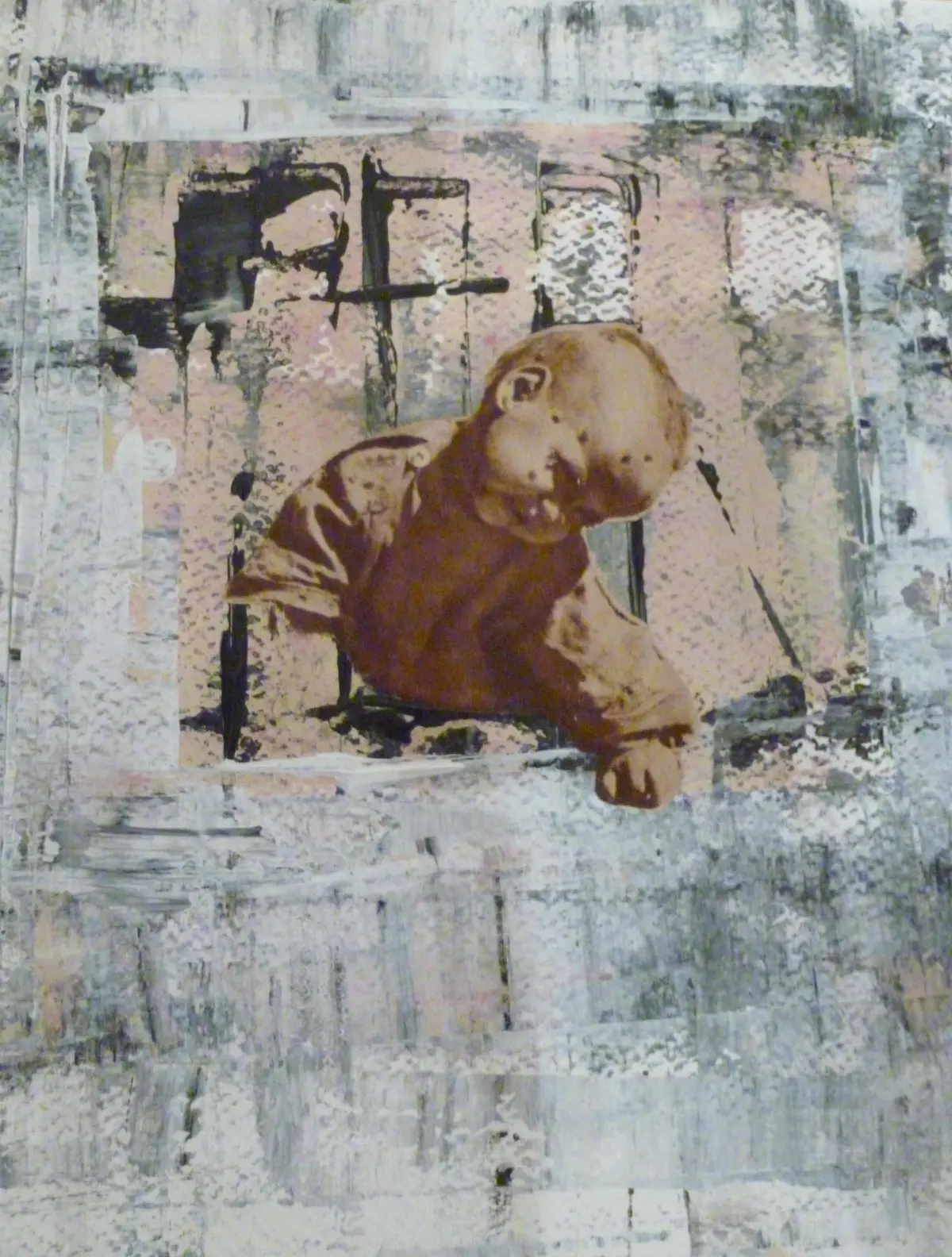 technique mixte collage et acrylique sur papier