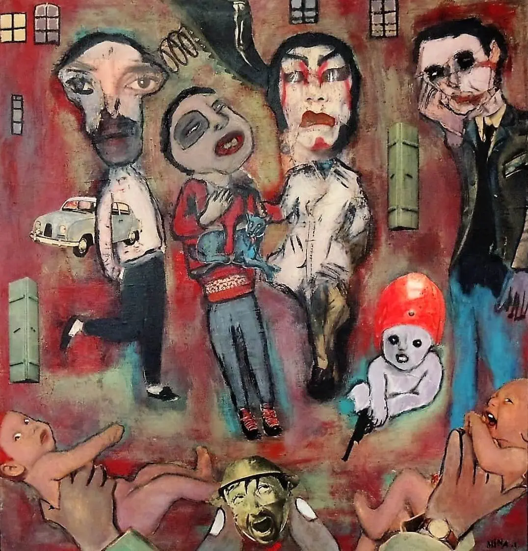 Technique mixte collage et acrylique sur bois